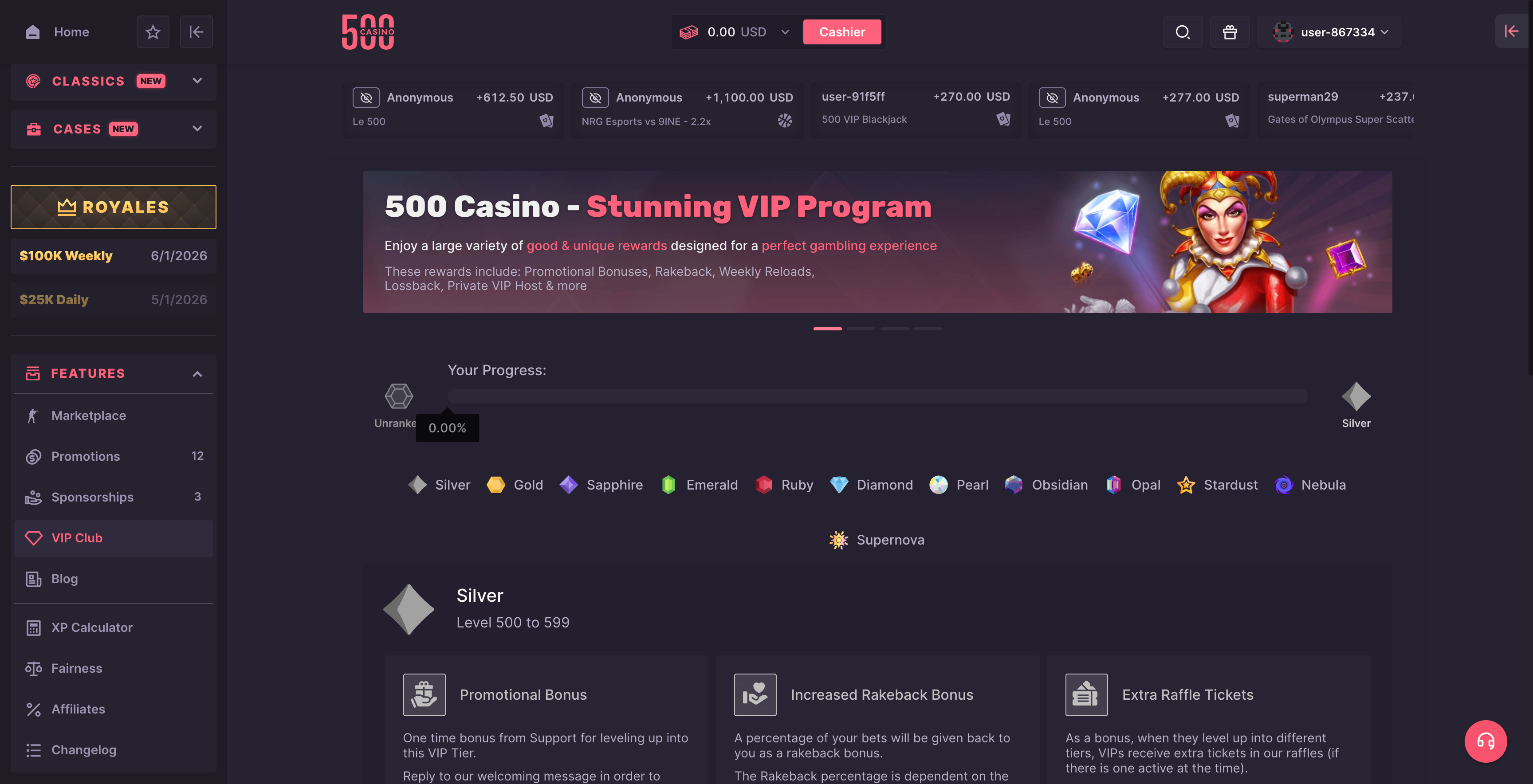 500 Casino VIP Club