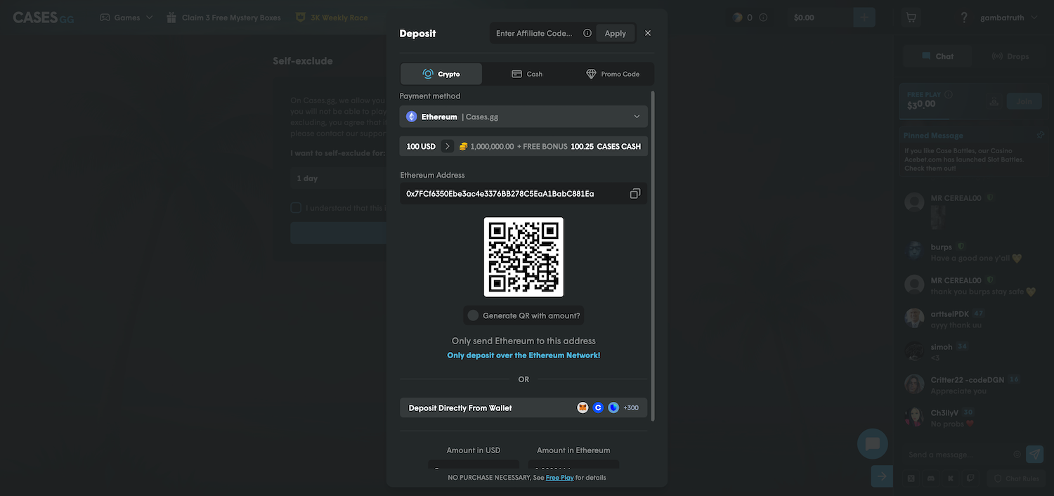 Cases.gg Deposit Options