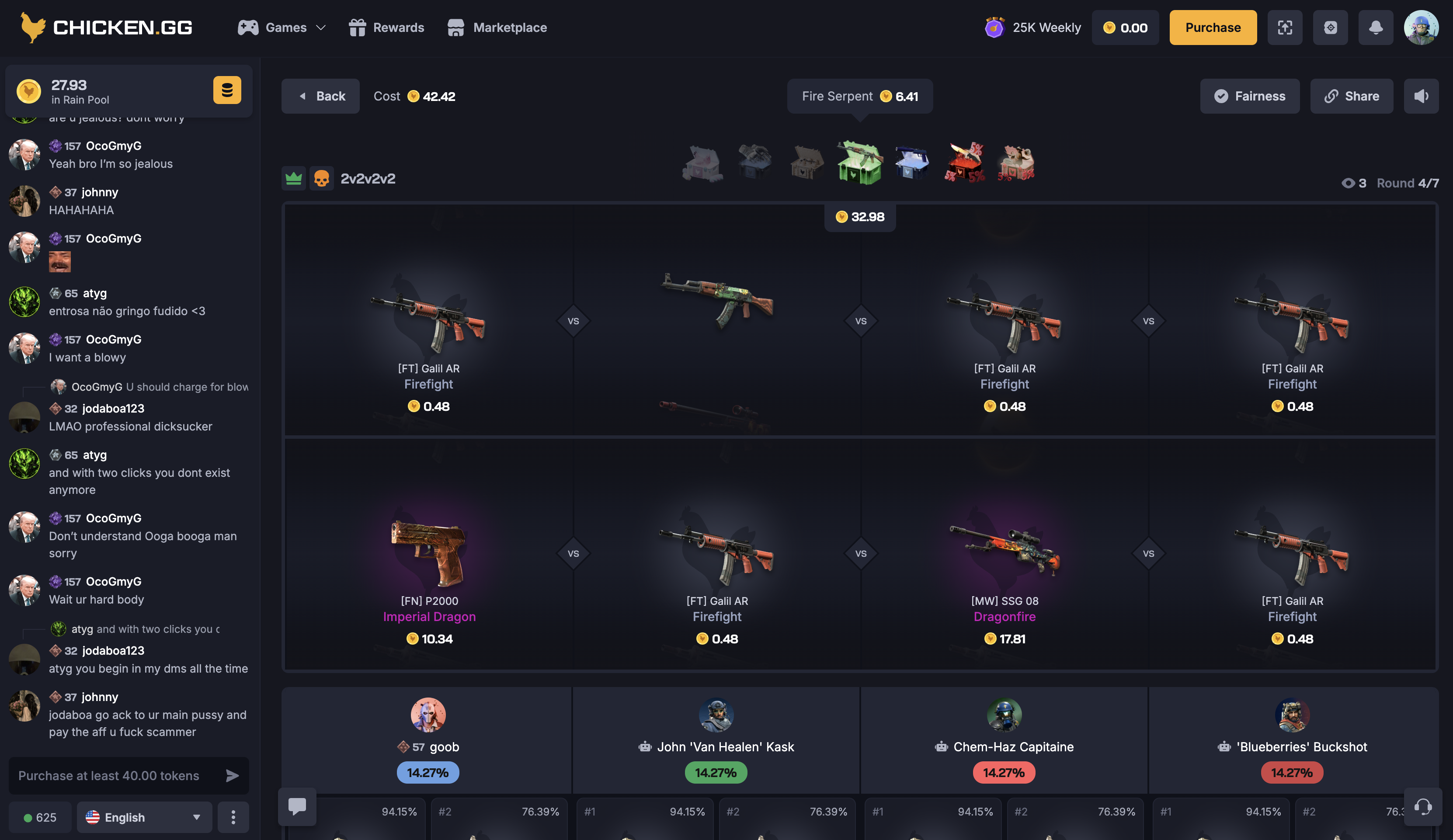 Chicken.gg Case Battle in Progress