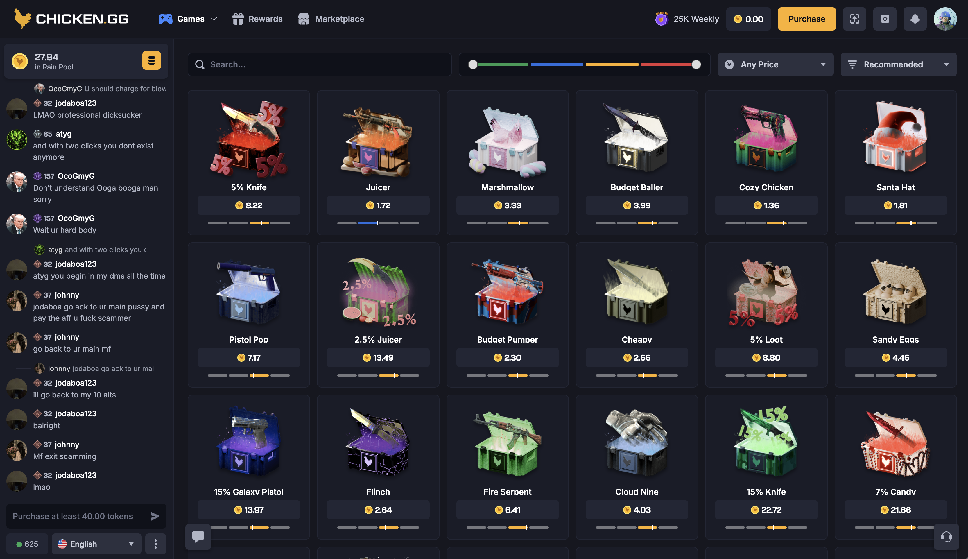 Chicken.gg Case Selection