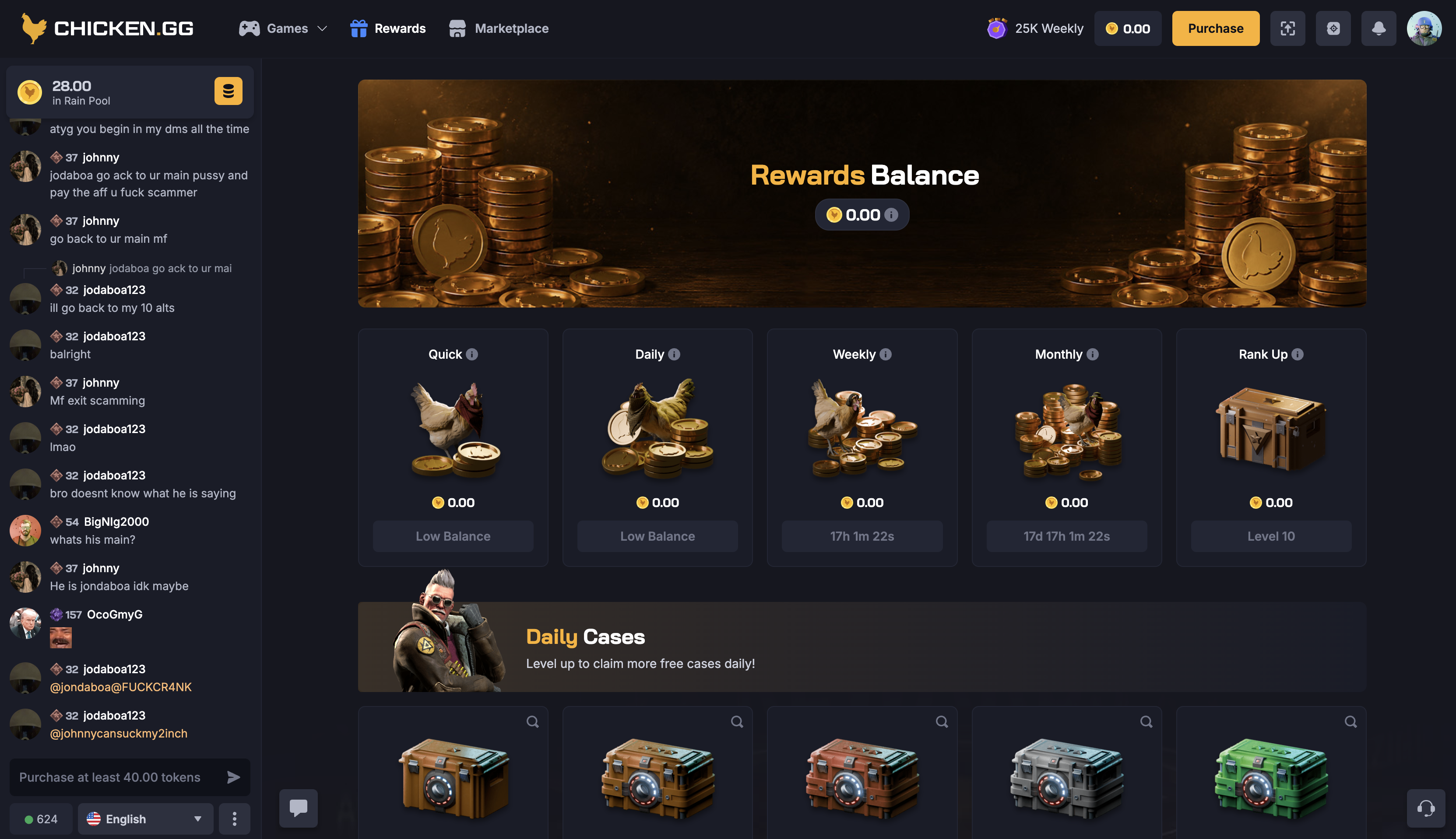 Chicken.gg Rewards Overview
