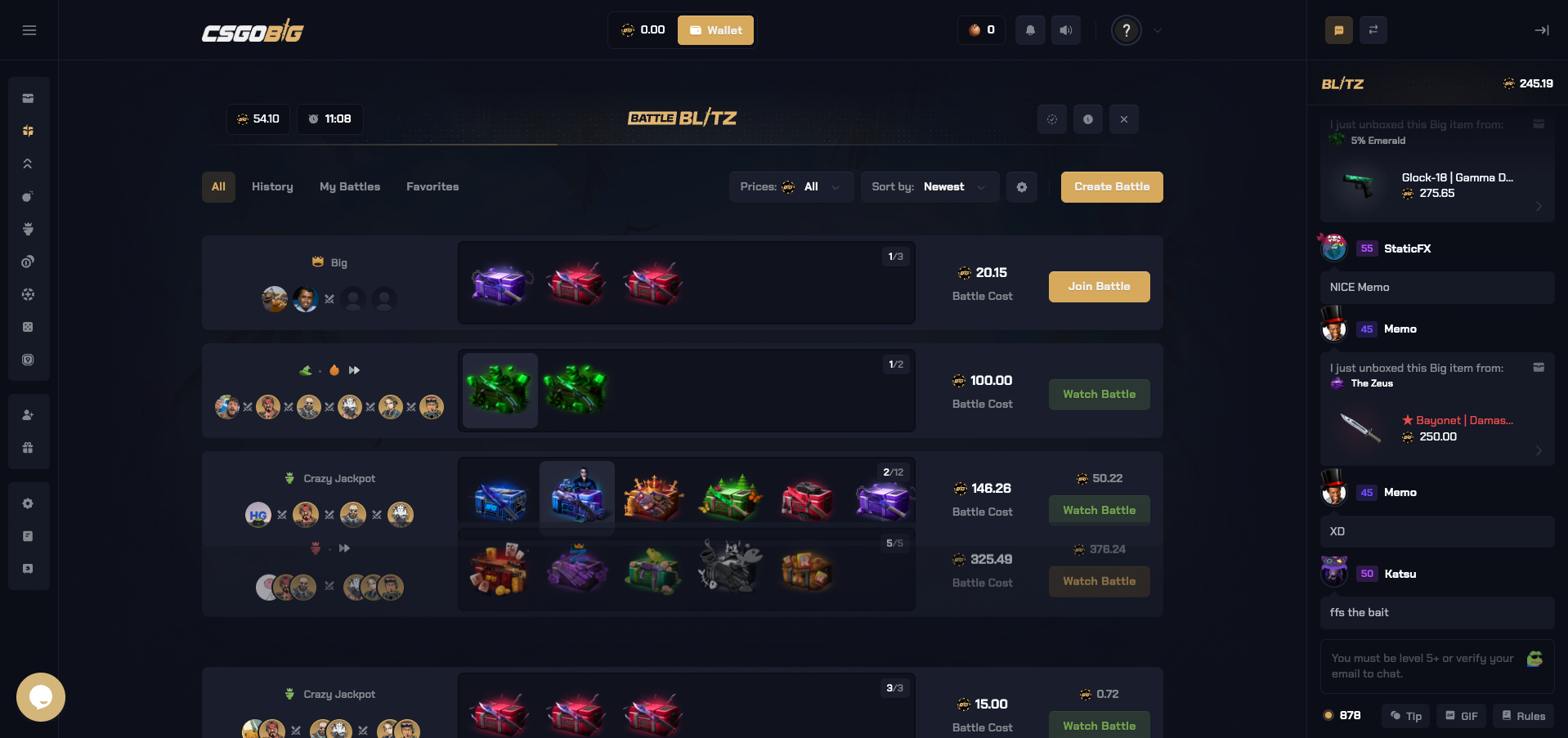 CSGO Big Case Battles Lobby