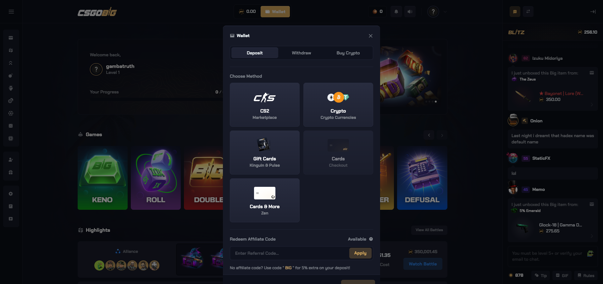 CSGO Big Deposit Options