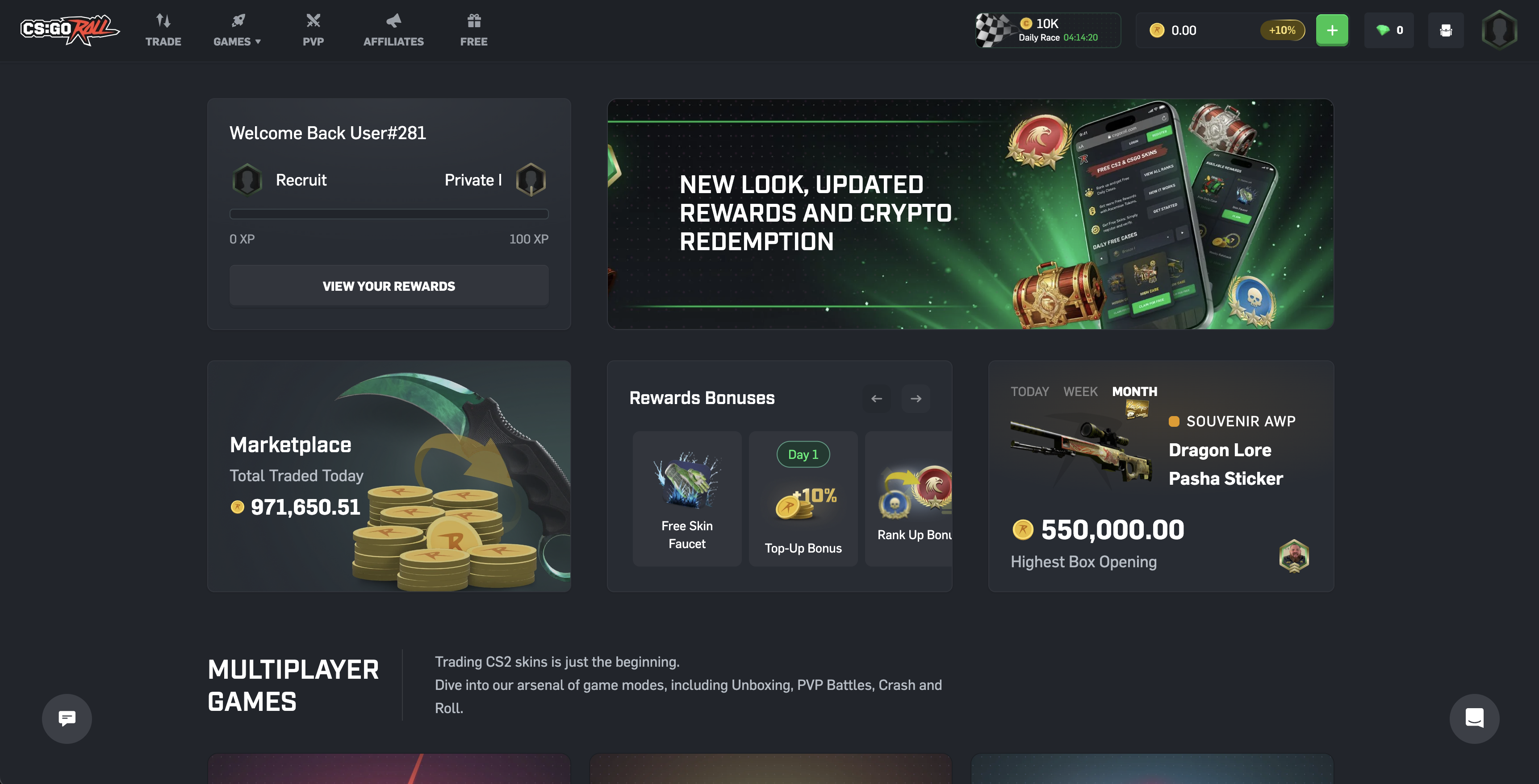 CSGORoll Welcome Offer