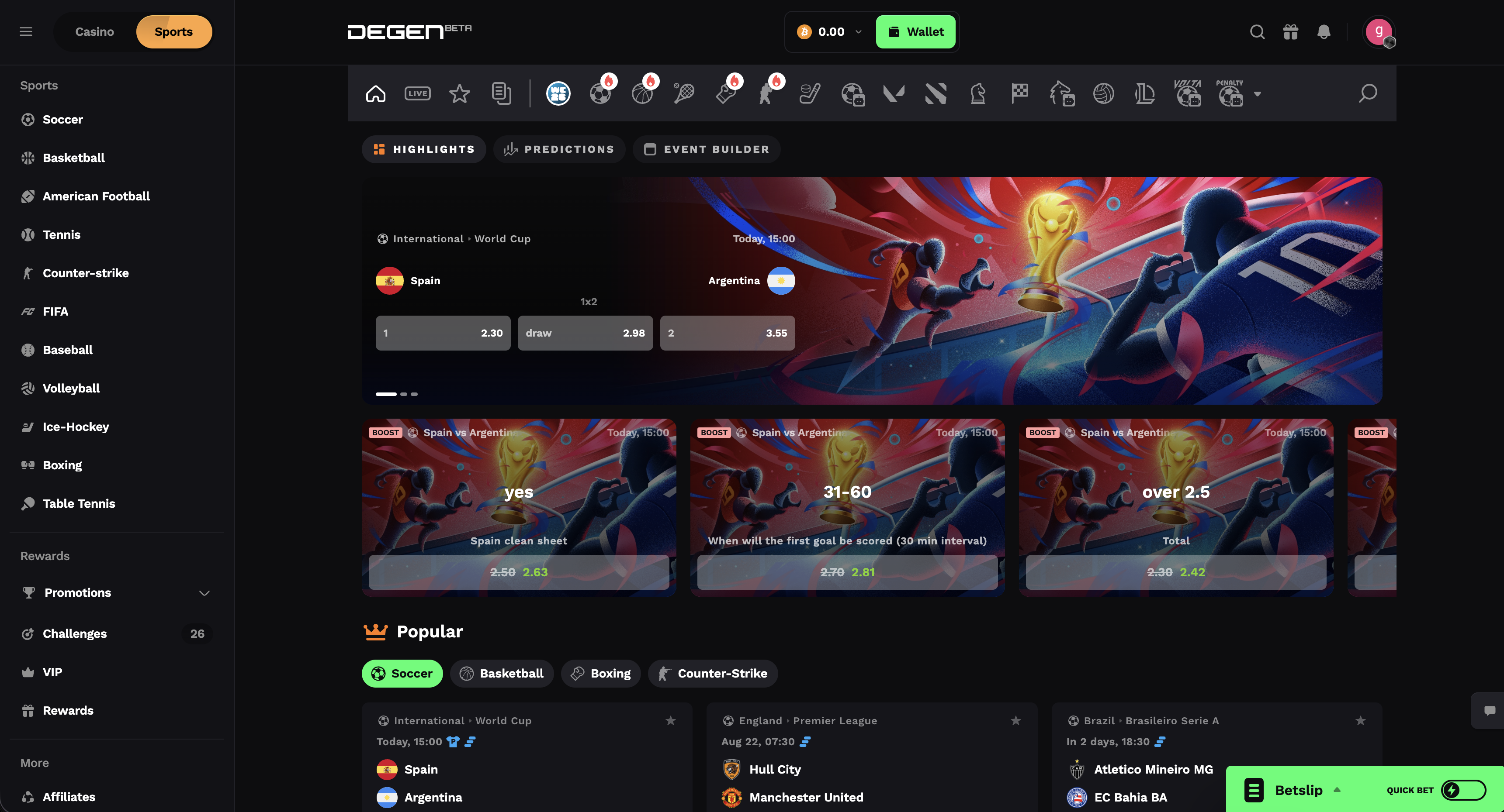 Degen.com crypto sportsbook