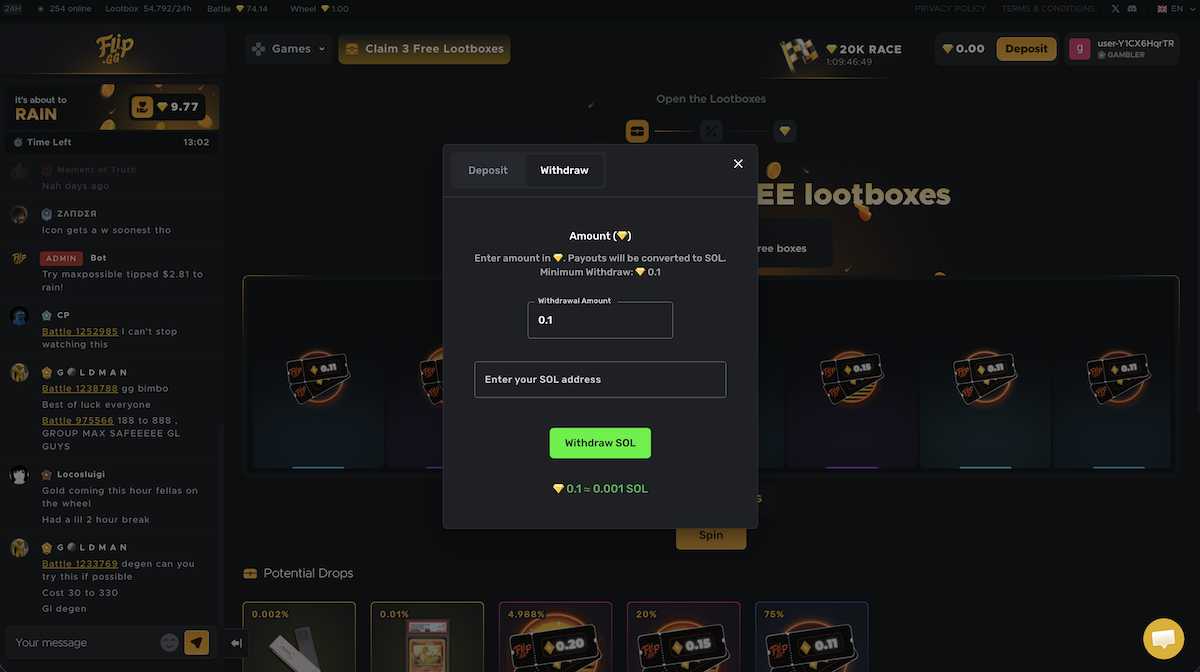 Flip.gg Withdraw Options