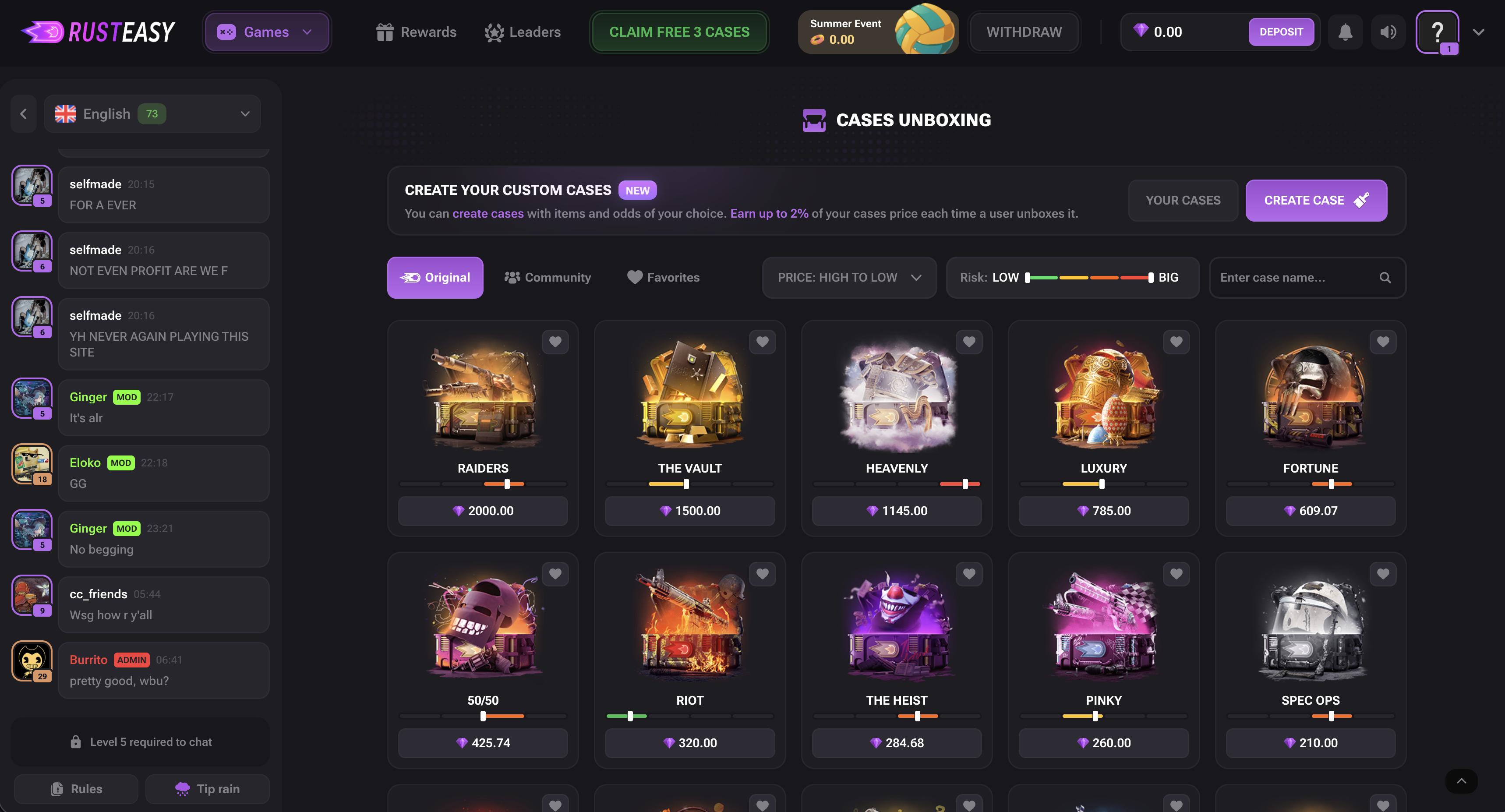 RustEasy case opening selection