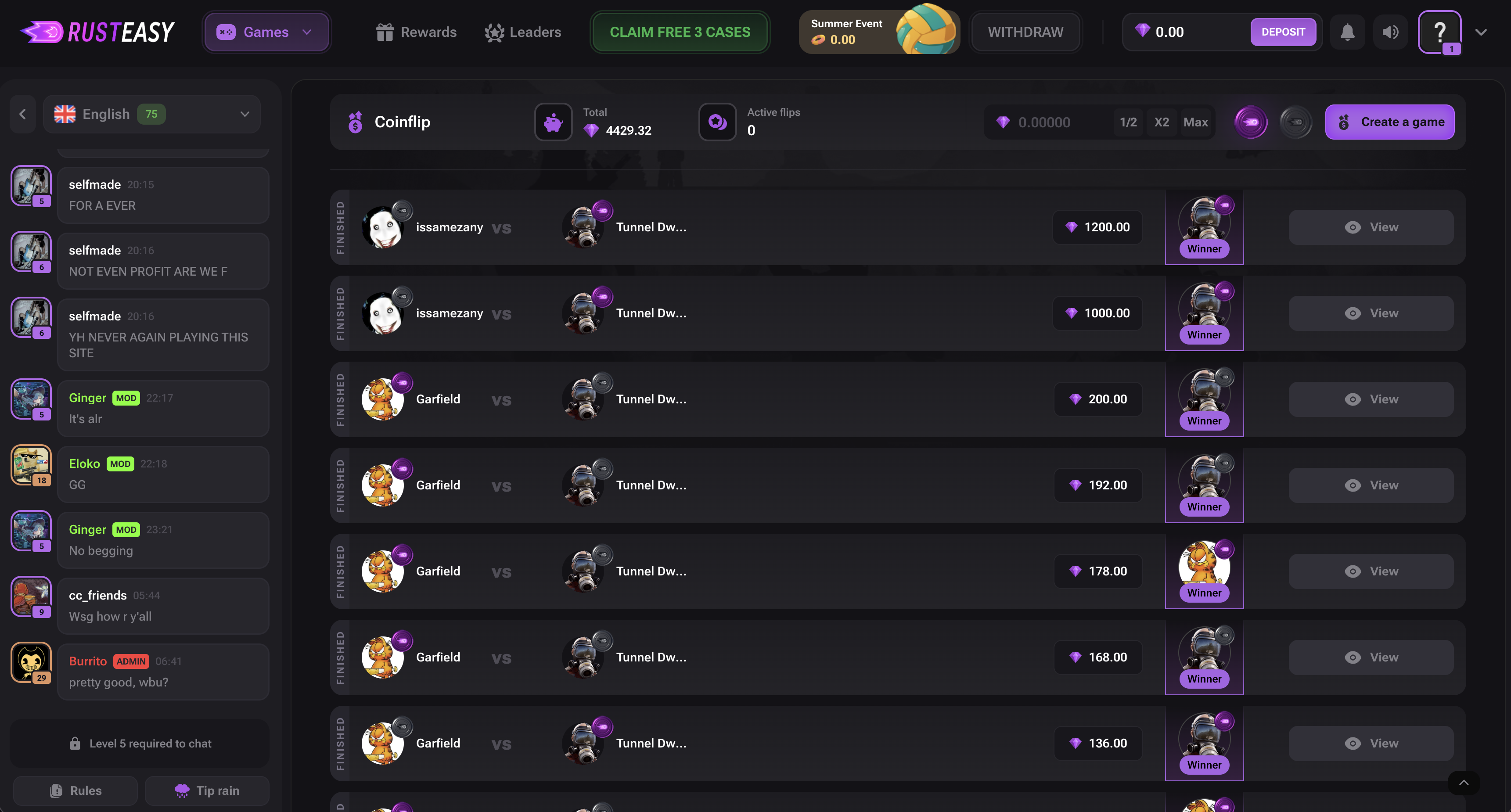 RustEasy coinflip lobby