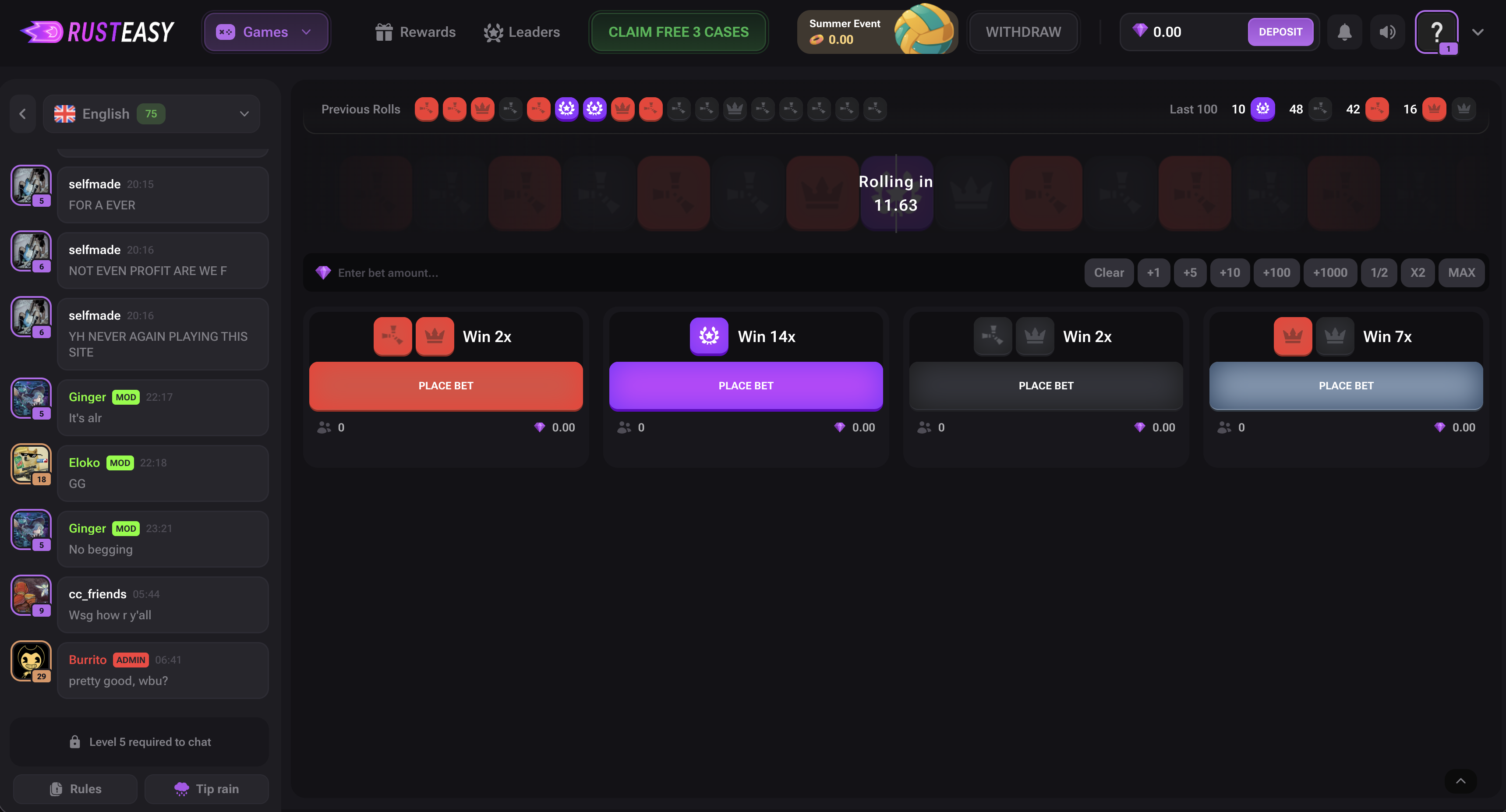 RustEasy Double roulette game