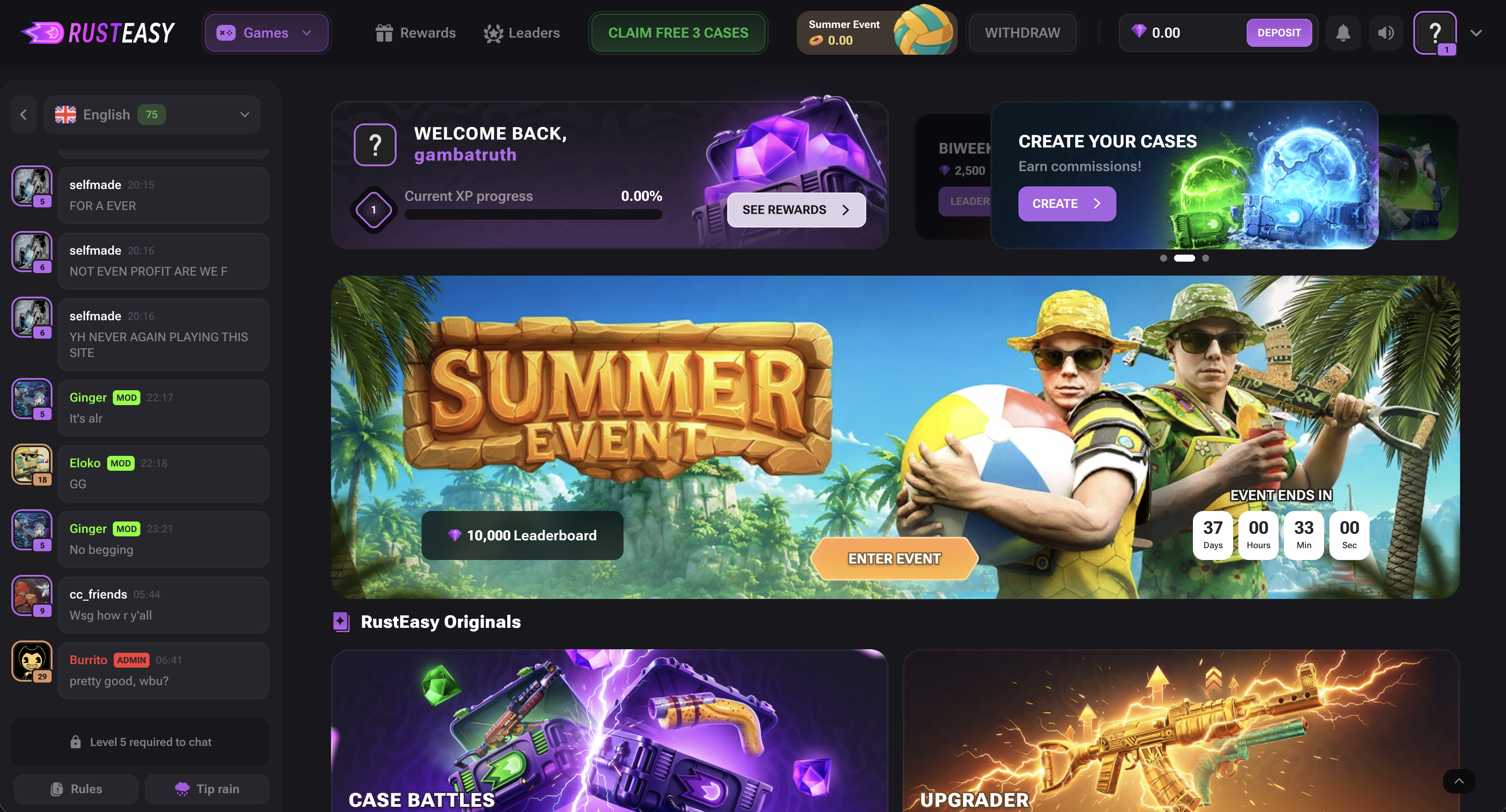 RustEasy home page and original games