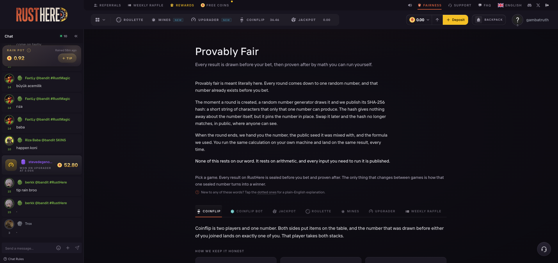 RustHere Provably Fair Verifier