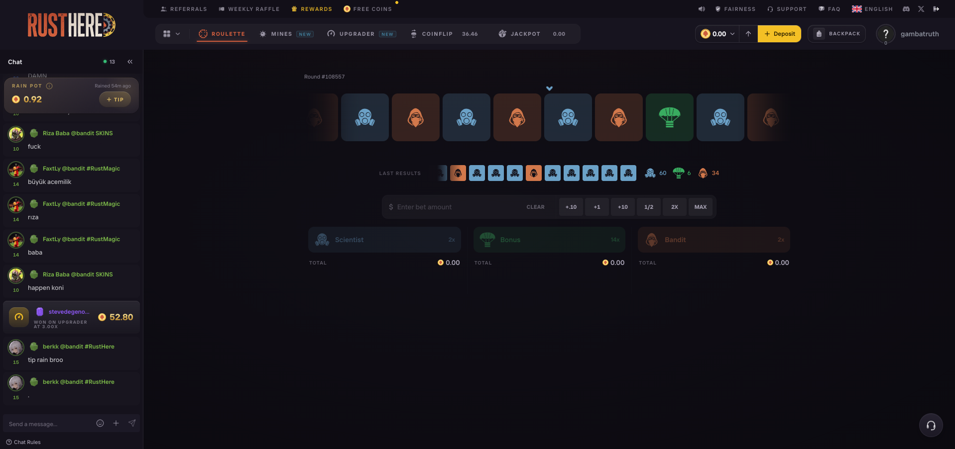 RustHere Home Page with Rust Roulette