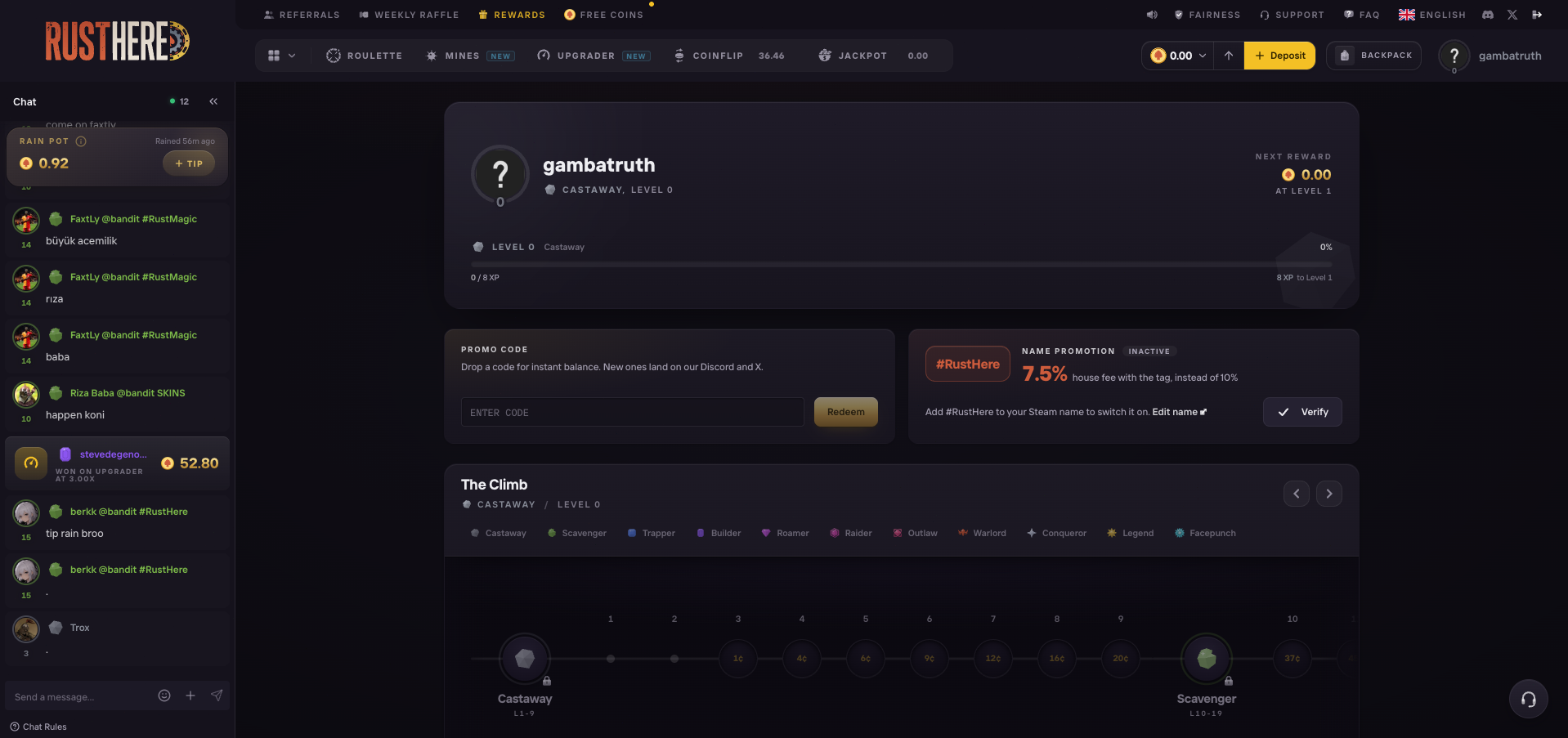 RustHere Rewards Ladder and Level Rewards