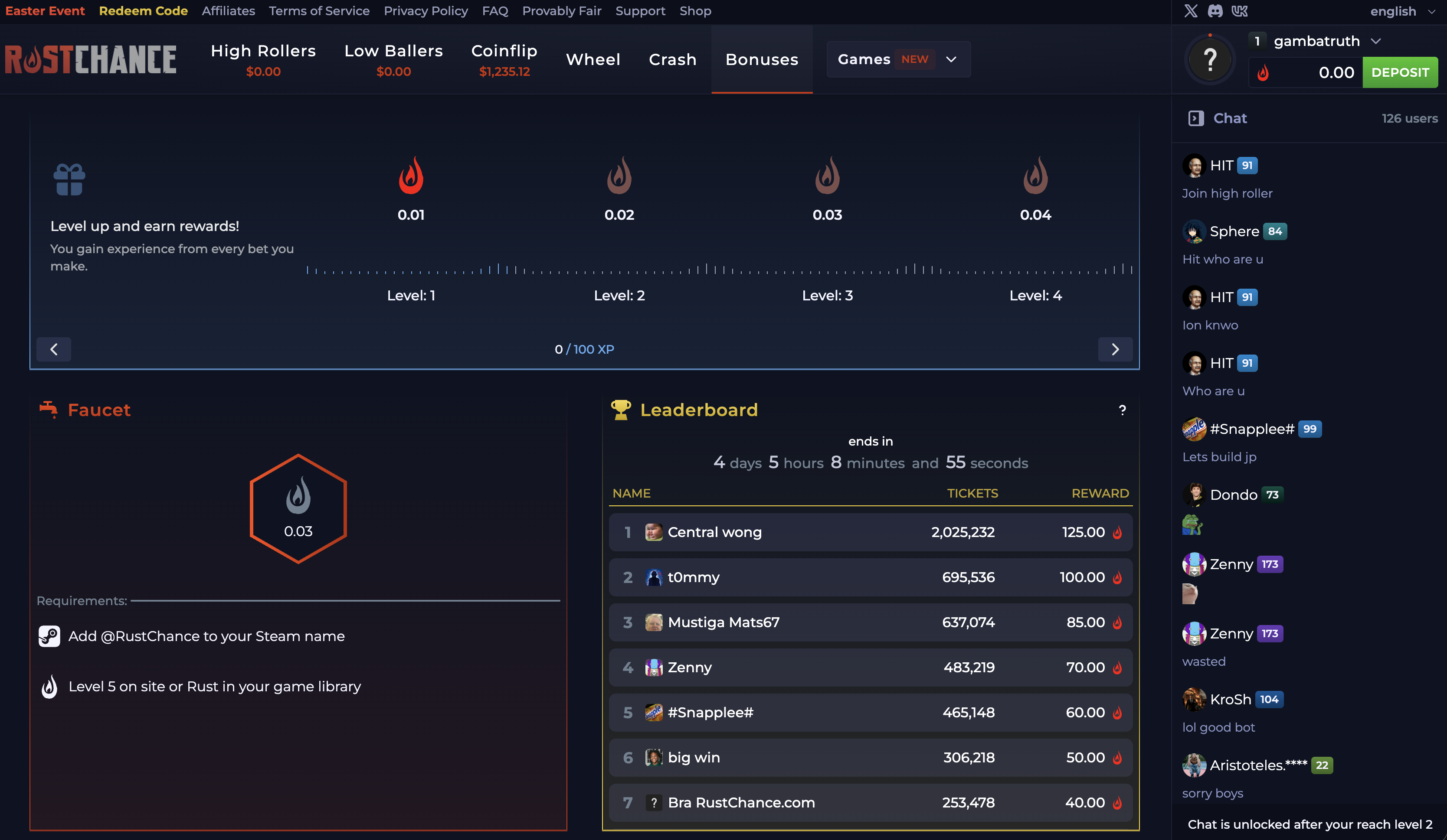 RustChance Bonuses and Rewards