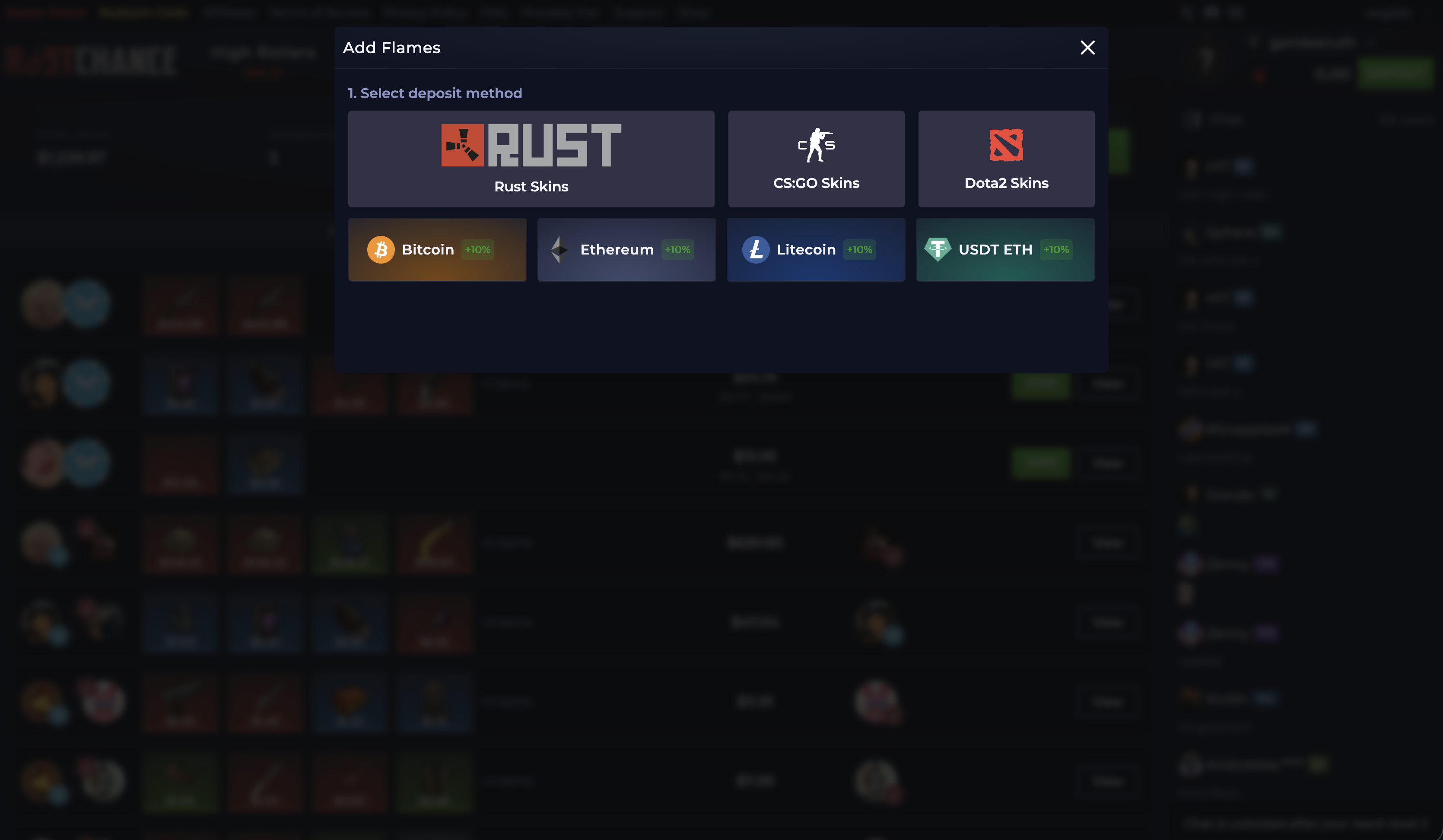 RustChance Deposit Options