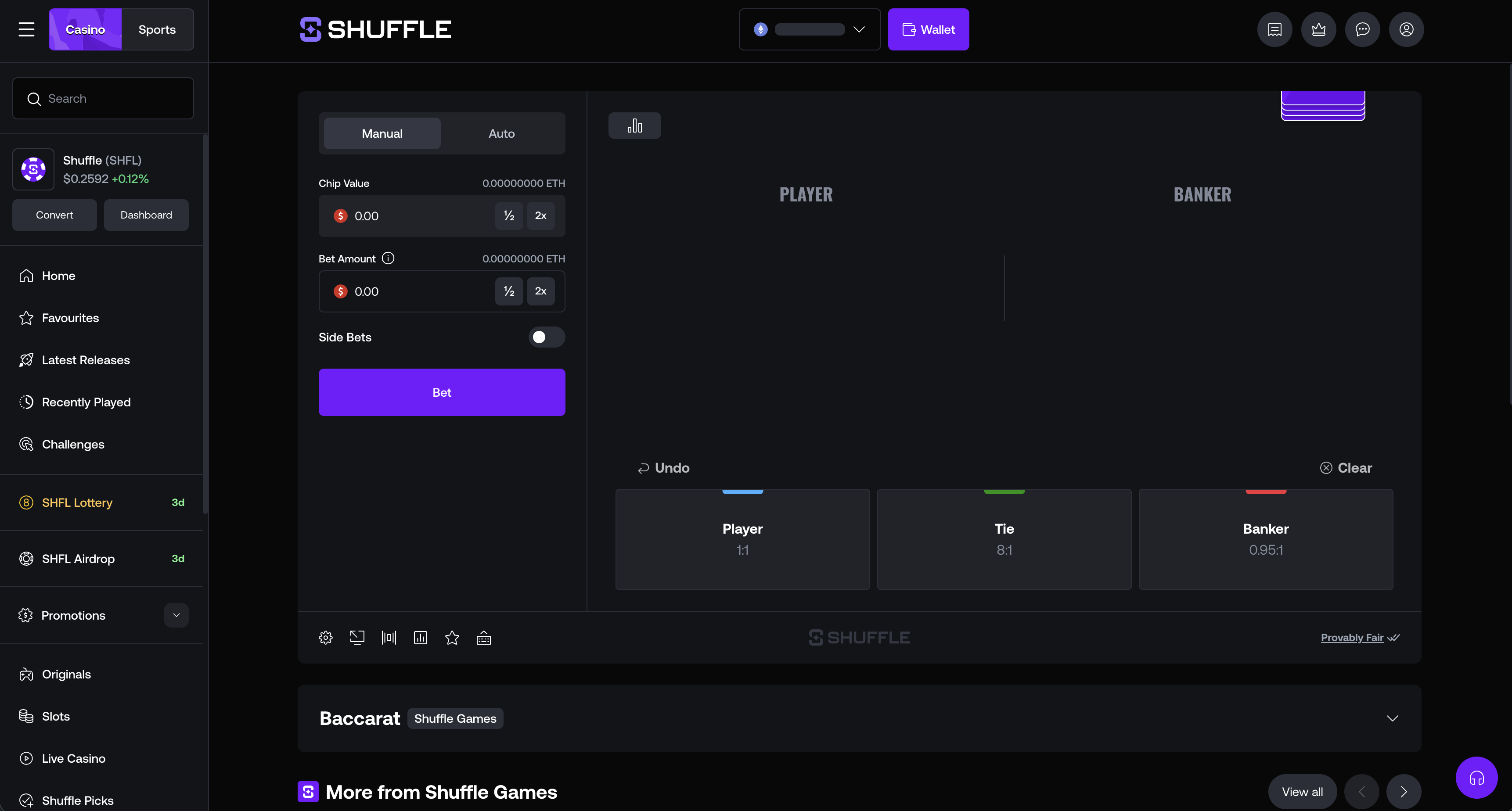 Shuffle Baccarat game