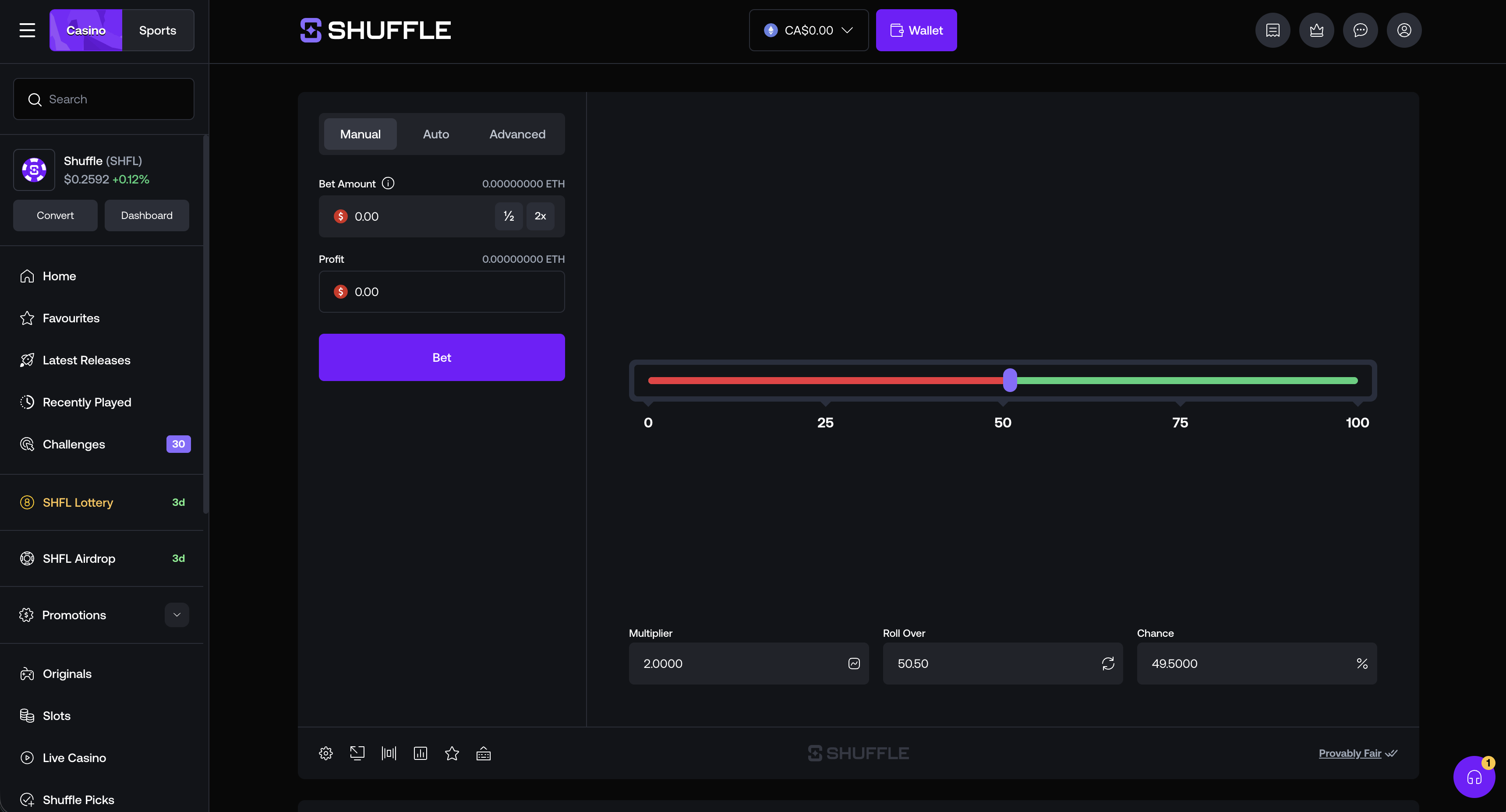 Shuffle Dice game
