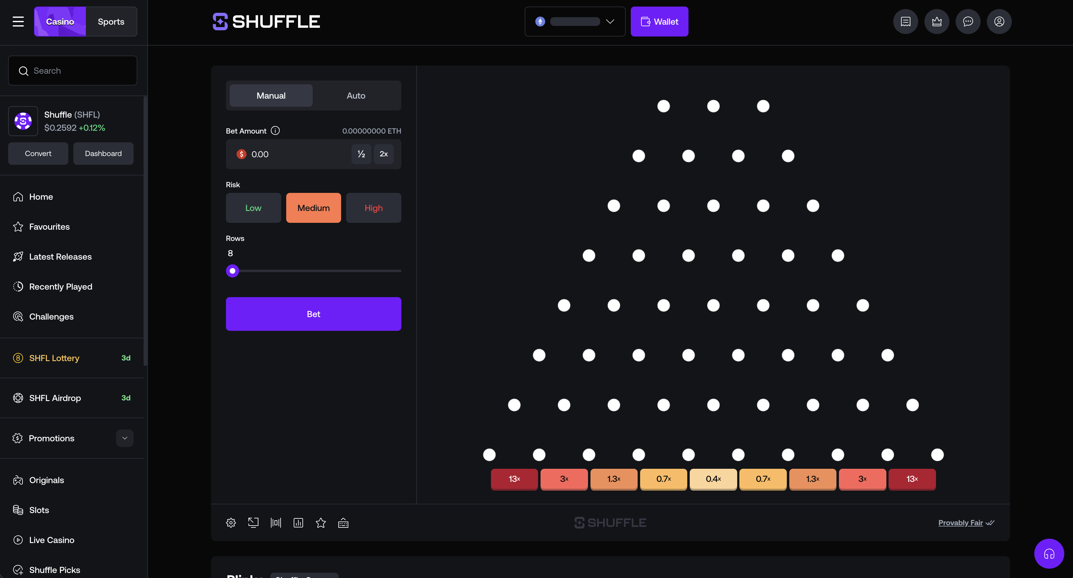 Shuffle Plinko game