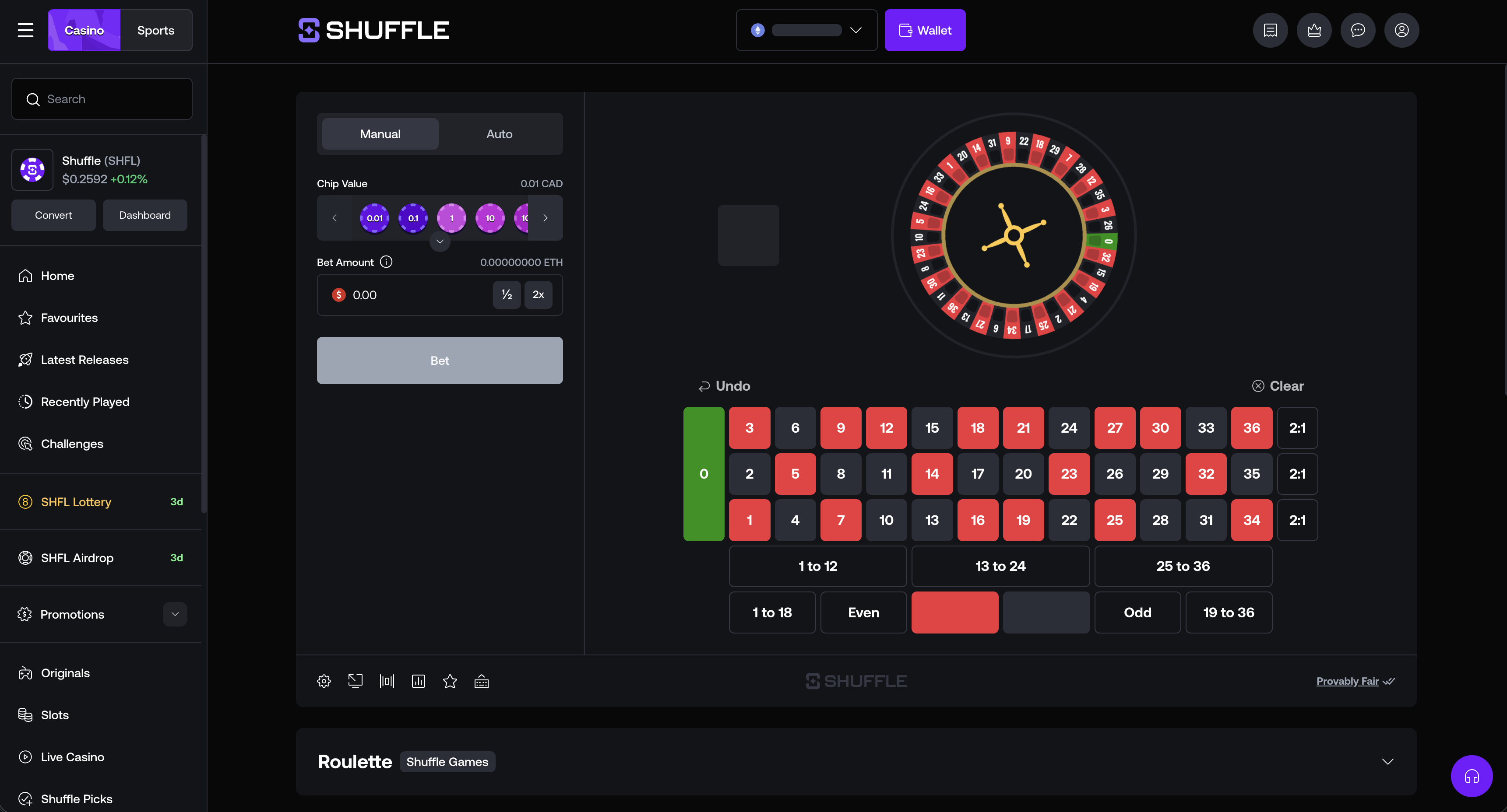 Shuffle Roulette game